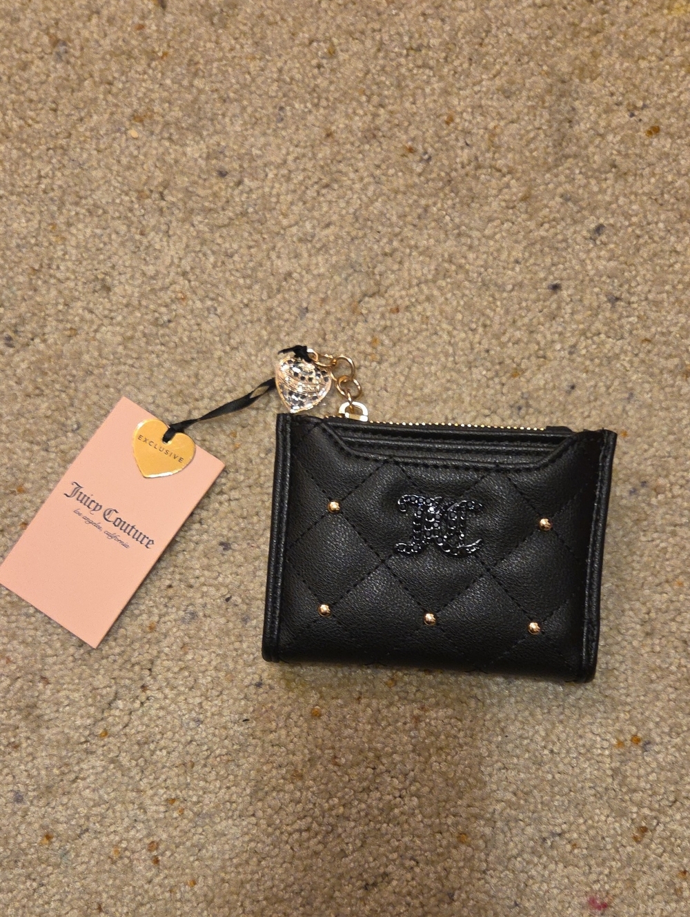 Juicy Couture Quilted Wallet in Black & Pink NWT